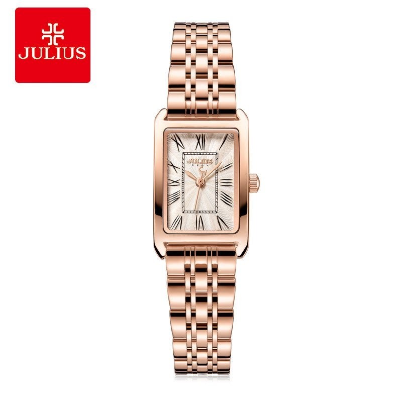 Julius ของแท้ 100% นาฬิกาข้อมือควอตซ์กันน้ําของผู้หญิงอย่างเป็นทางการ สายเหล็กอเนกประสงค์ JA-1252