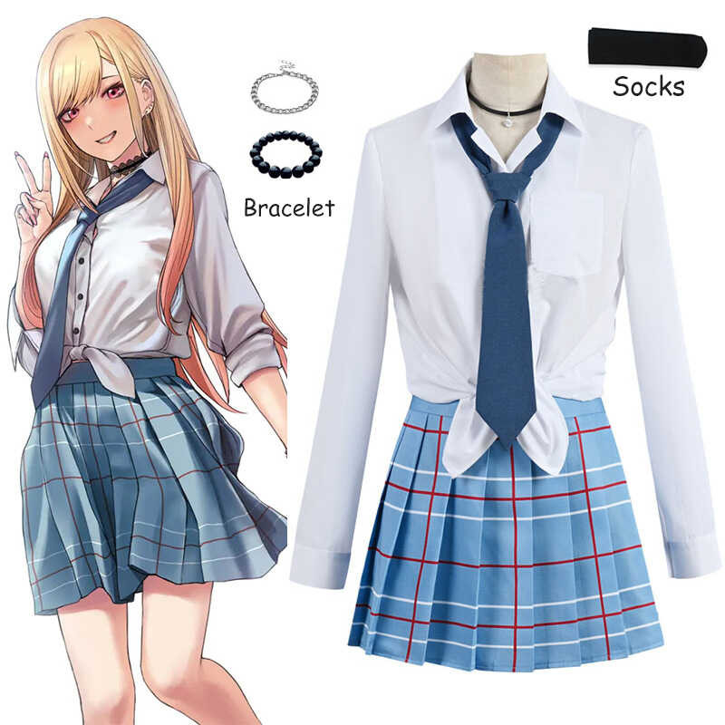 คอสเพลย์ อะนิเมะ 3 แต่งตัวของฉัน Darg Marin Kitagawa JK Uniform Shirt