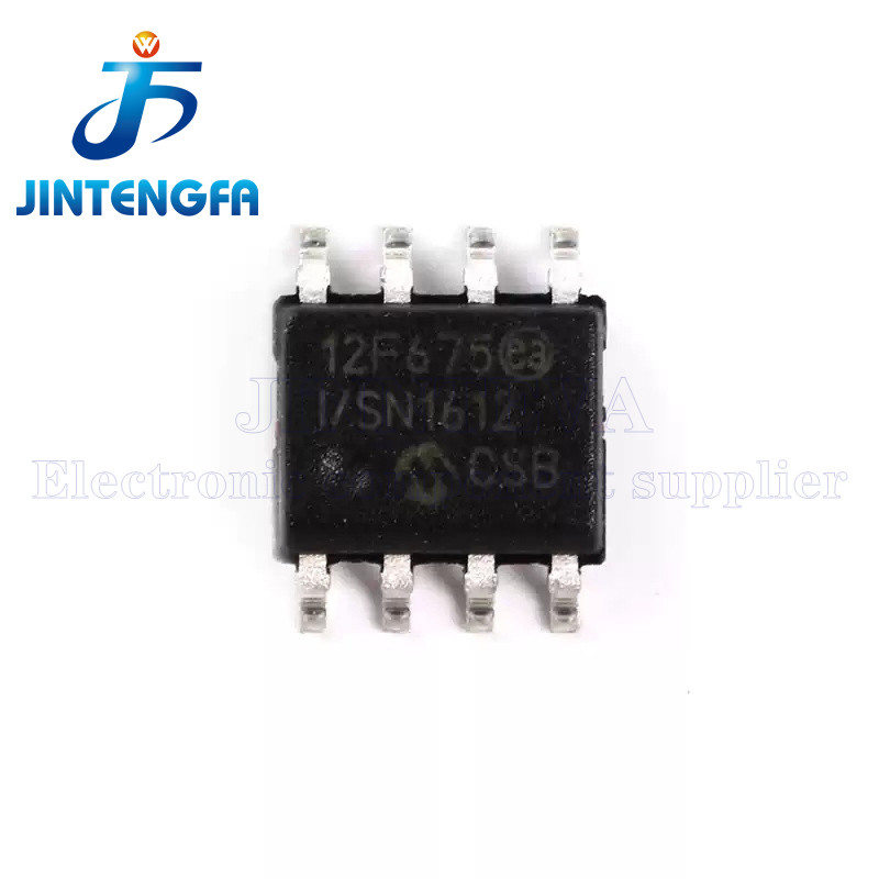 10pcs PIC12F675-I/SN PIC12F675 12F675 SOP-8 8-bit Microcontrollers MCU 1.75KB 64 RAM 6 I/O Ind Temp 