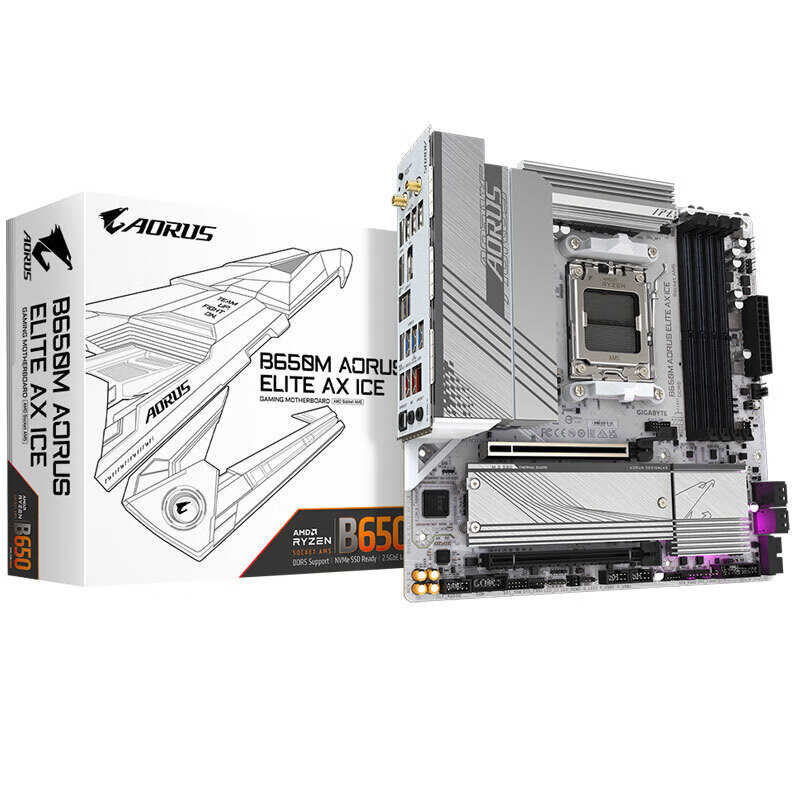 Gigabyte B650M AORUS ELITE AX ICE ICE แกะสลักเมนบอร์ด DDR5 เหมาะสําหรับ 7600X/7800X3D