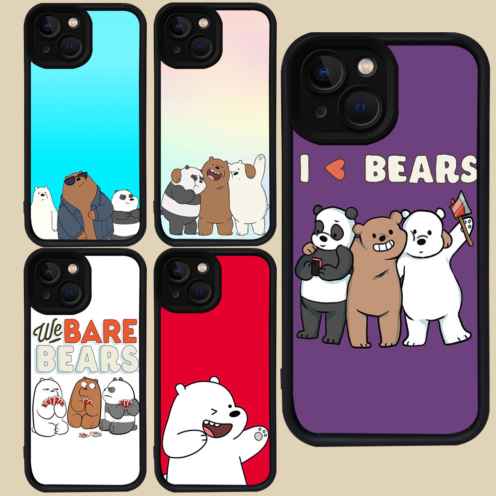 เคสสีดําสําหรับ iPhone 13 7 6s 8 14 6 Pro Max Plus R107 We-Bare-Bears