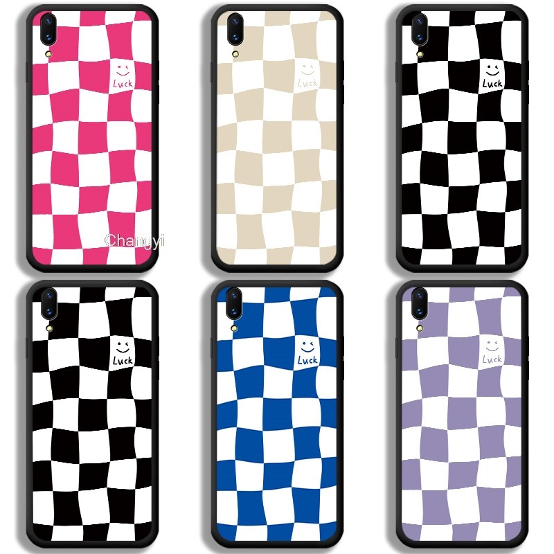 Creative สีดําสีขาวกระดานหมากรุกกันกระแทกสําหรับ VIVO V11 VIVO V11 Pro 1804