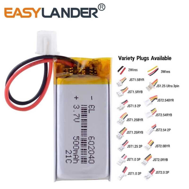 500mAh 3.7V602040 แบตเตอรี่ลิเธียมโพลิเมอร์ Li-Po ไอออนแบบชาร์จได้062040