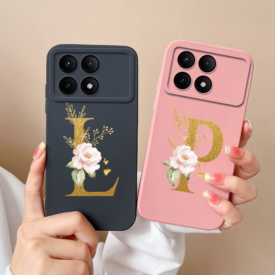 สําหรับ Xiaomi Redmi K70E K70 K70 Pro Poco X6 Pro ดอกไม้สีชมพูชื่อ Liquid ป้องกัน Soft Shell สําหรับ
