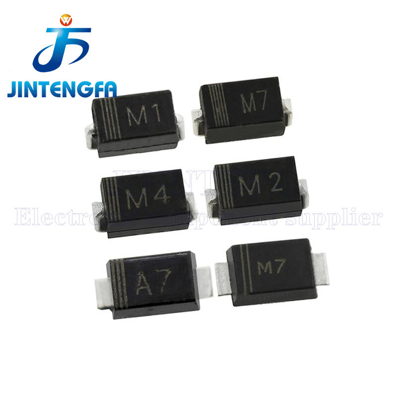 100pcs M7 M1 M2 M4 M7F A7 T7 F7 SMA DO-214AC 1N4007W 1N4007WS 1N4004 SOD123 SOD323 1A 1000V SMD ไดโอ