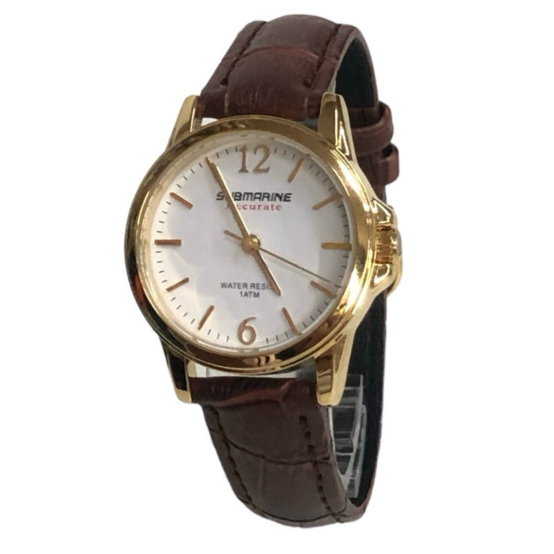 นาฬิกาข้อมือผู้หญิง US SUBMARINE ยูเอสซับมารีน สายหนัง เรือนแสตนเลส เข็มพรายน้ำ กันน้ำ100%