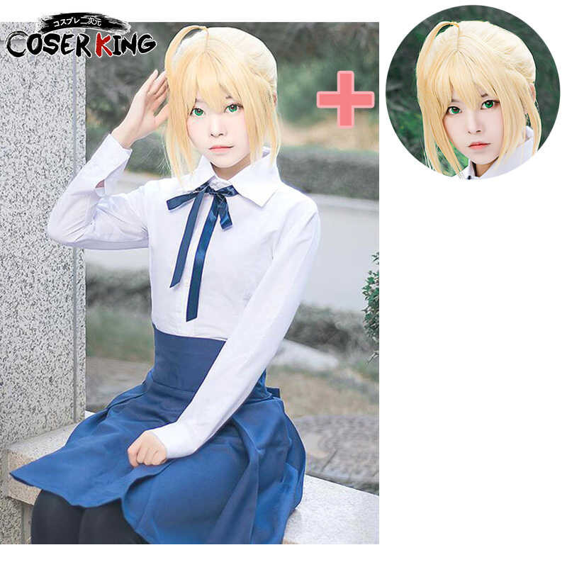 [Lxyh- COSER King] Fate Stay Night Saber ผู้หญิง Cosplay Costumes Japanese Anime Sailor Unif