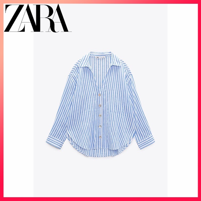 ZARA ซาร่า ใหม่ผู้หญิงแนวตั้งลูกไม้เสื้อหลวม