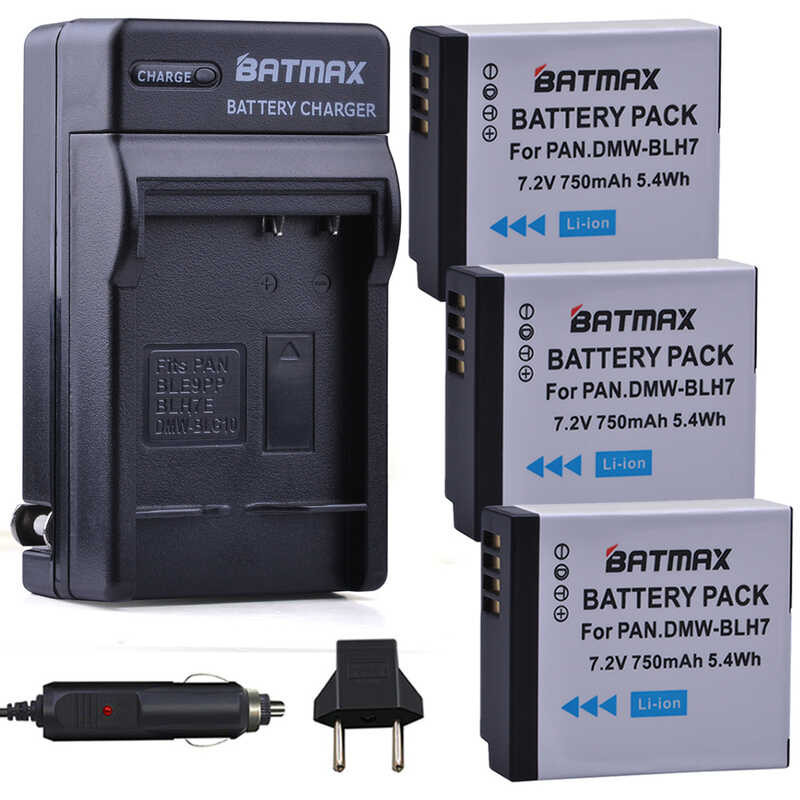 3 3 ชิ้น DMW-BLH7 BLH7 แบตเตอรี่ + เครื่องชาร์จสำหรับ Panasonic Lu
