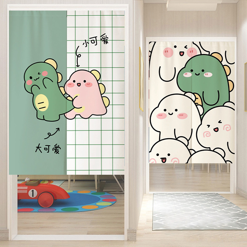 ห้องเด็กการ์ตูนน่ารักไดโนเสาร์น้อยผ้าม่านประตูในครัวเรือนห้องนอนพรุนฟรีพาร์ทิชันม่านห้องน้ําปิดกั้นผ้าม่านผ้าผ้าม่าน