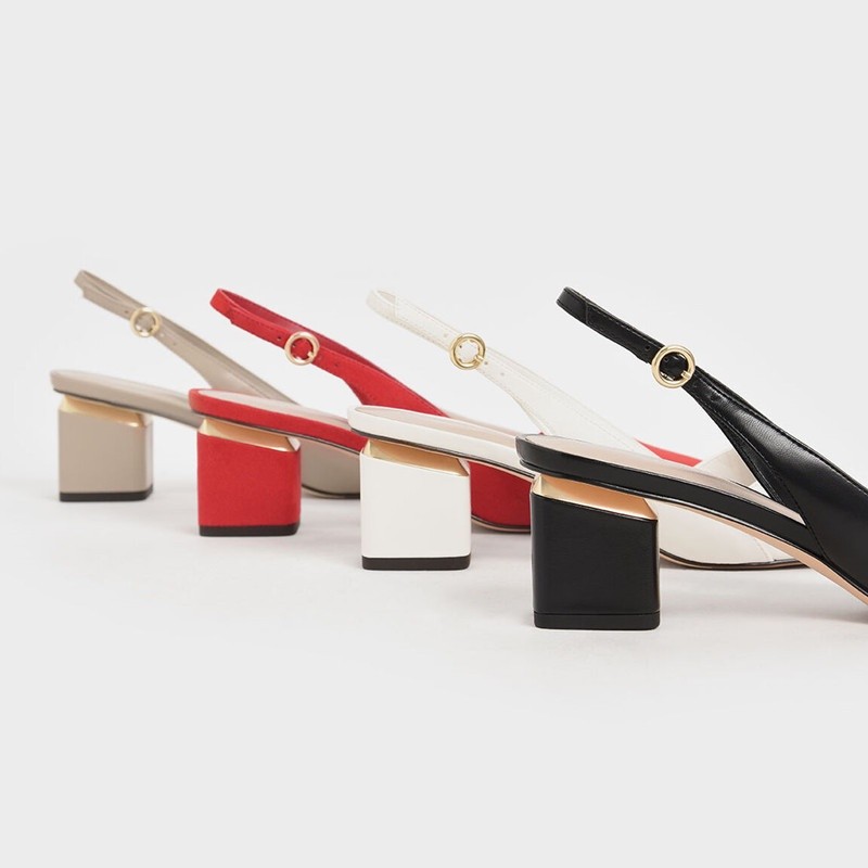 Singapore CNK Charles and Keith ใหม่ รองเท้า สําหรับผู้หญิง CK1-60920174 รองเท้าส้นสูง หัวแหลม แฟชั