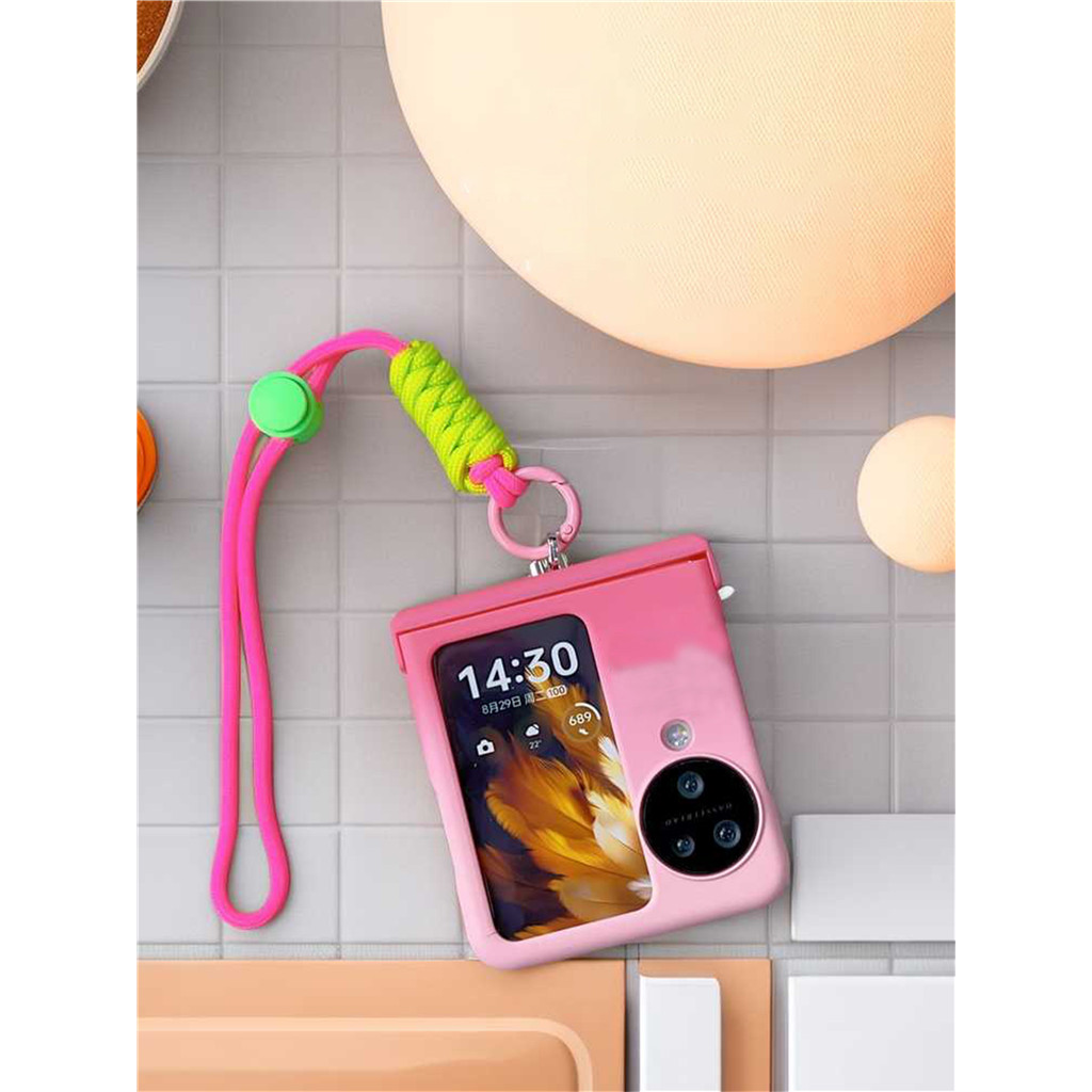 น่ารักค่อยๆเปลี่ยนสีชมพูกุหลาบสีแดงสีเขียวสายคล้องมือปรับได้เคสโทรศัพท์สําหรับ OPPO ค้นหา N3 Flip findn3 Flip Find N2 Flip ฝาหลัง