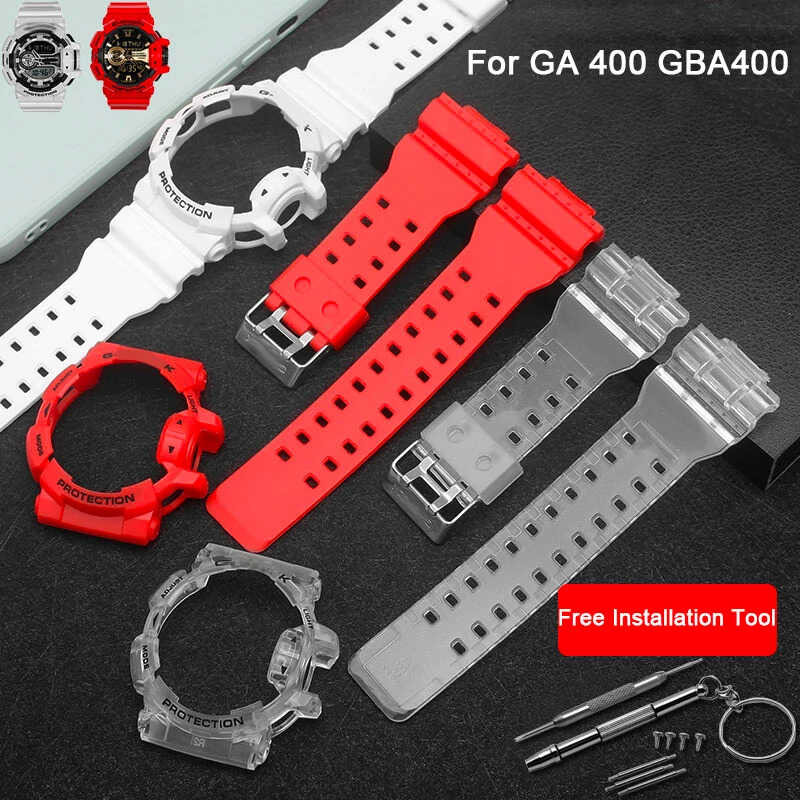 ❤ นาฬิกาข้อมือสายคล้องคอสำหรับ G-Shock Ga400 Gba400เรซิ่นโปร่งใส Bezel สร้อยข้อมือสายรัดข้อมือน