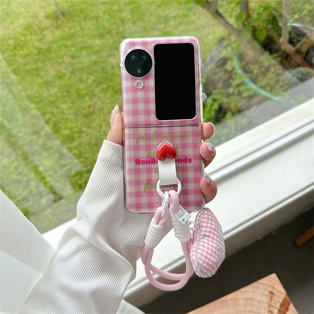 เกาหลีสดแหวนตาข่ายน่ารักหัวใจรักแบบพกพาเชือกเคสโทรศัพท์สําหรับoppo N3Flip N3 Flip N3Flip N2Flip N2 Flip N2Flip Cover