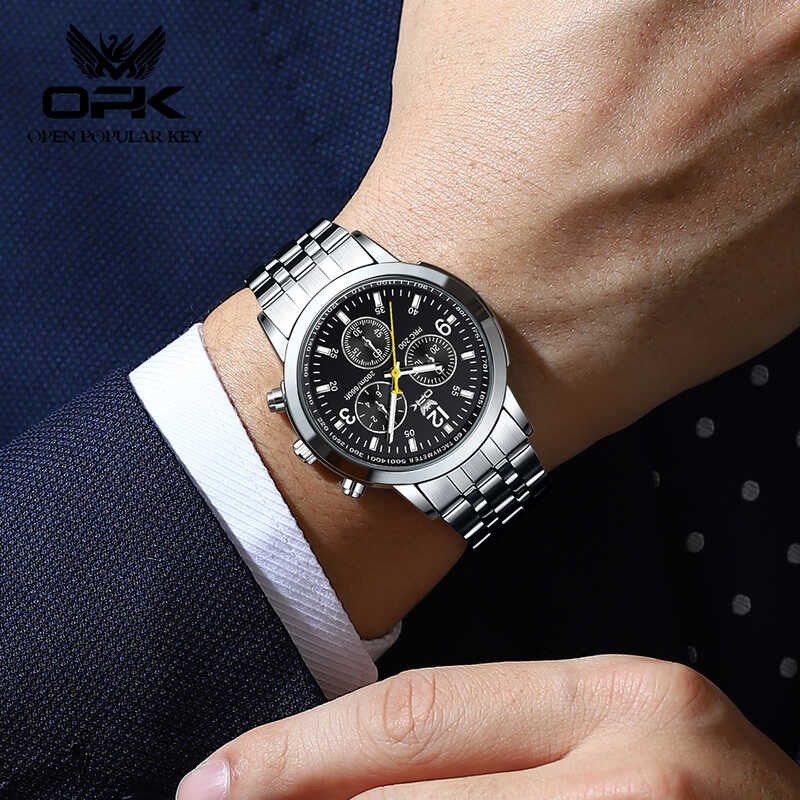 ❤ OPK ใหม่ 100% นาฬิกา ผู้ชาย แท้ กันน้ำ ส่องสว่าง สายส
