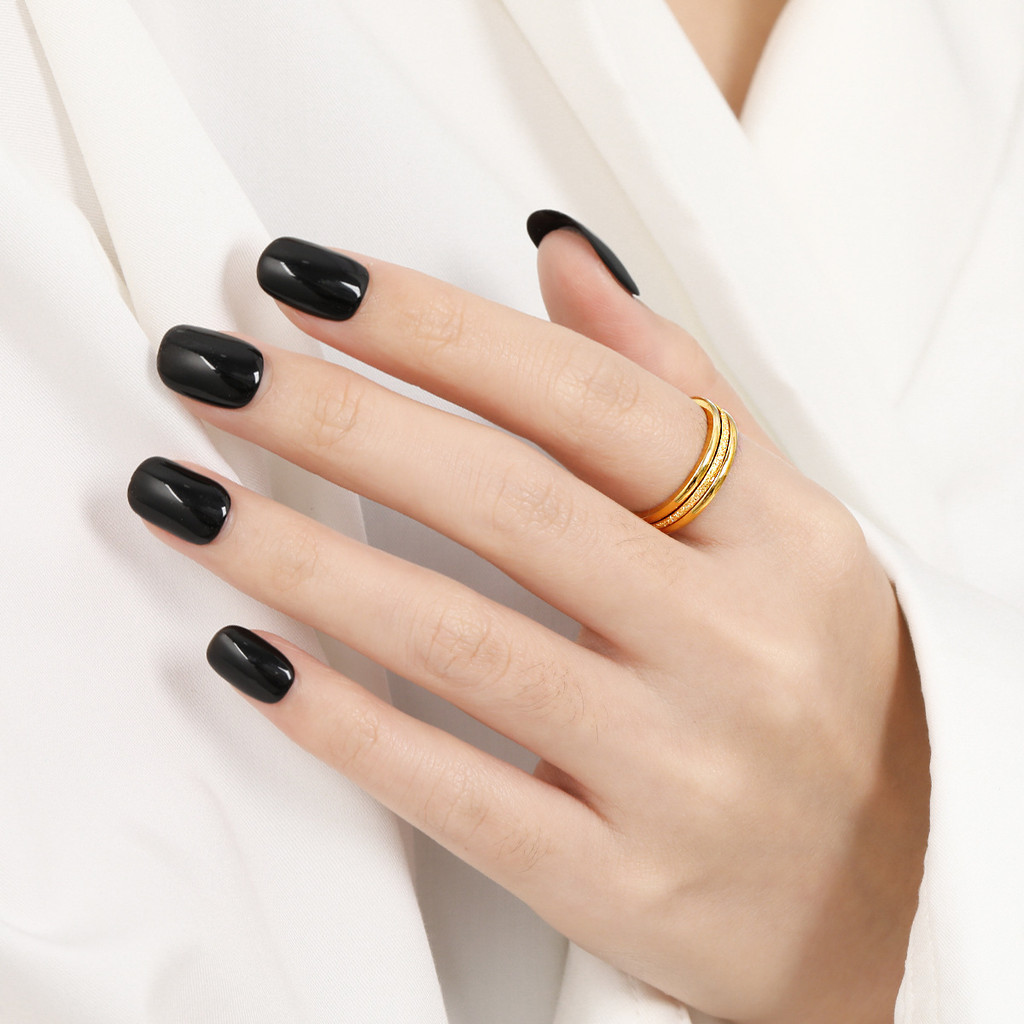3 ชิ้นชุดสแตนเลสพื้นผิวด้านแหวนสําหรับผู้หญิงไม่ซีดจาง 18K Gold Plated Hypoallergenic Non Tarnish Minimalist Molly แหวน ราคา ถูกที่สุด ดีลบีเคเค แกลเลอรีภาพที่ 2