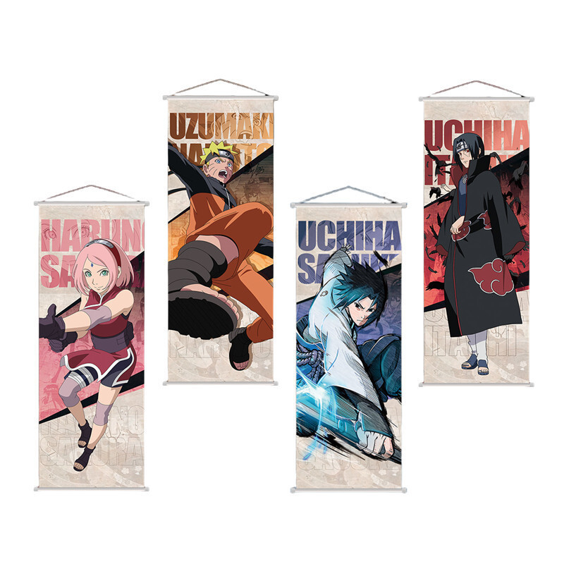 คลาสสิกอะนิเมะนารูโตะเลื่อนภาพวาดผ้าใบซาสึเกะอิทาจิซากุระคาคาชิตกแต่งบ้านแขวนผนังอะนิเมะโปสเตอร์ประดับห้องผนังศิลปะ