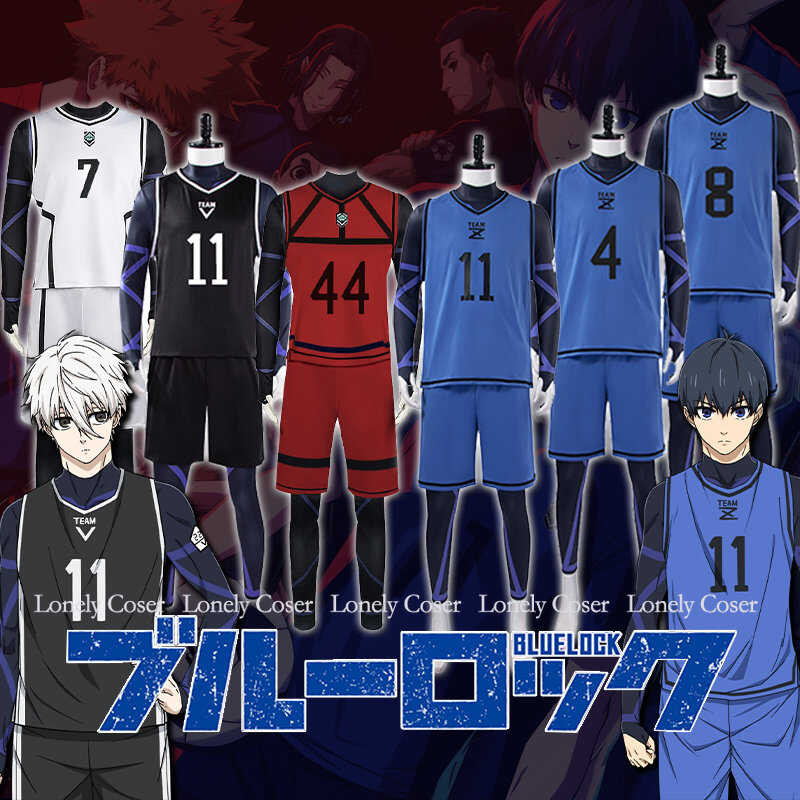 Lock c Blue Jersey สโมสรฟุตบอลชุดกีฬาอะนิเมะ Isagi Yoichi คอสเพลย