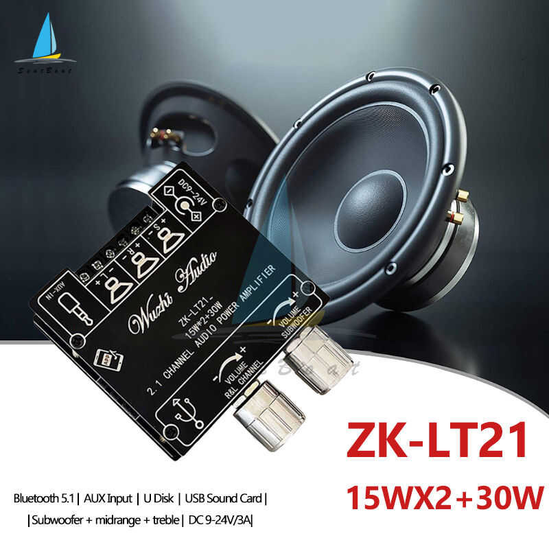 ❤ เรือคายัค Zk-Lt21สำหรับ BL ออดิโอบอร์ดขยายเสียงดิจิตอล,โมดูล2.1ช่อง15wx2 + 30W พร้อมซับวูฟเฟอ