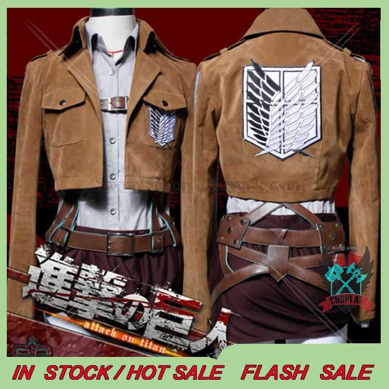King COS Attack On Titan Cosplay Costume Shingeki No Kyojin Mikasa Ackerman Shawl Belt Leather Shor