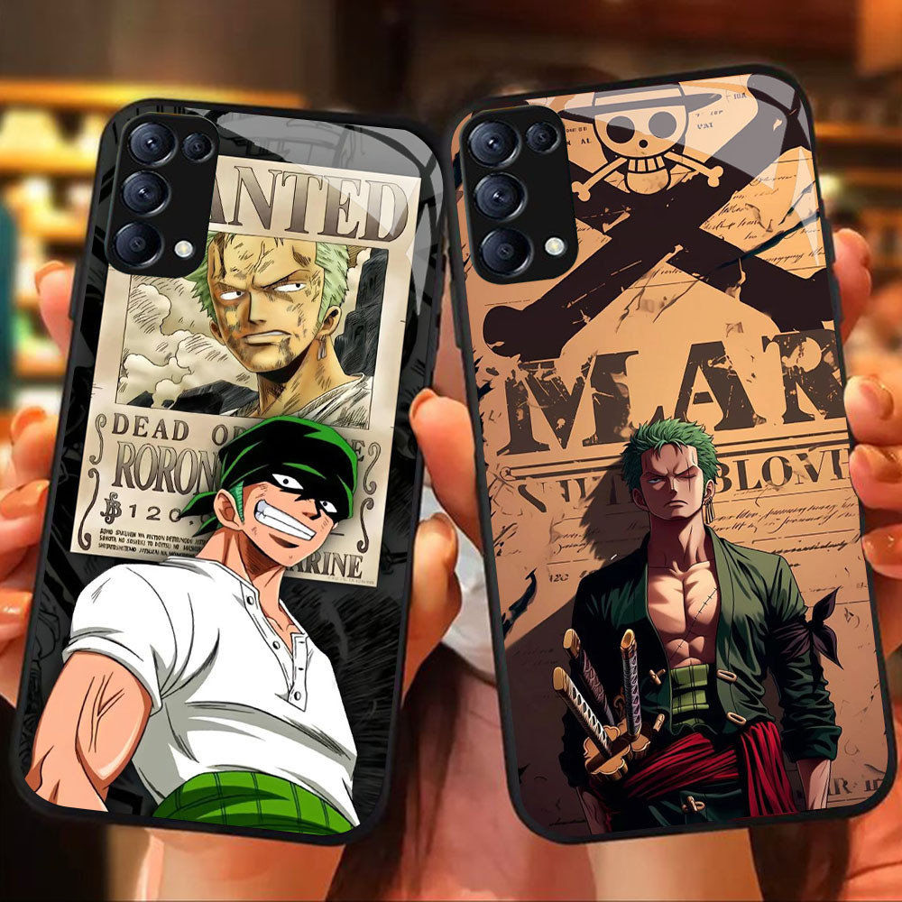 MK-107 One Piece Zorro Liquid HD Glass Casing สําหรับ OPPO Reno 6Z 6 5 4 3 A91 F15