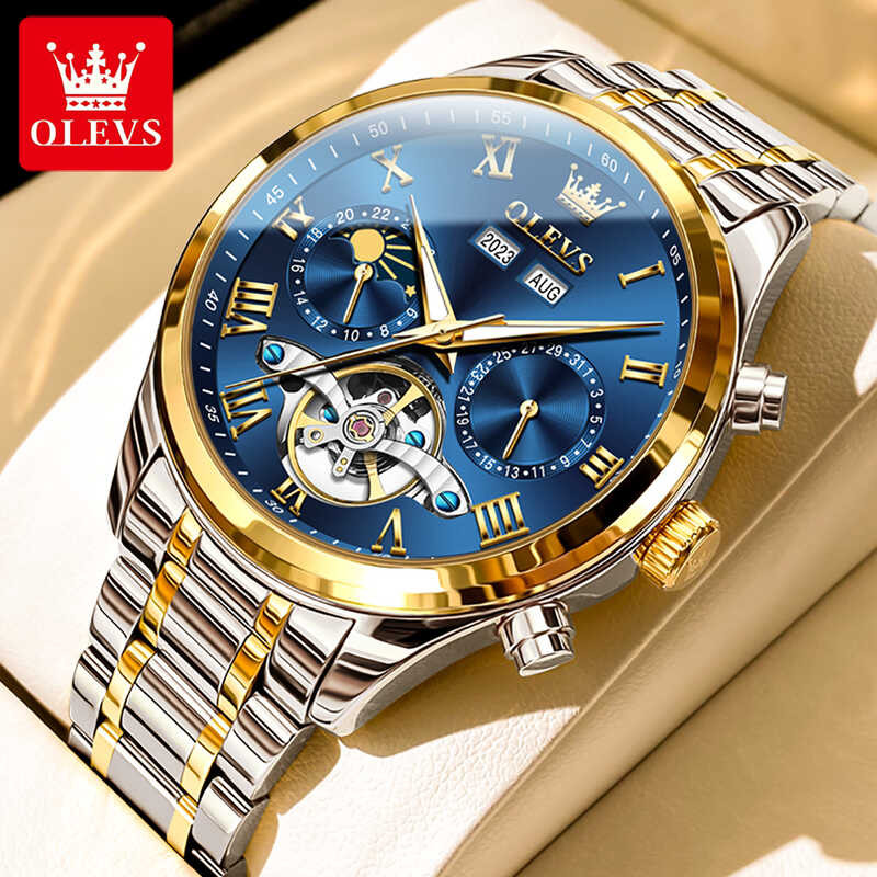 ❤ OLEVS 7005 Waterproof Wristwatch Stainless Steel Band Automatic Mechanical Fashion Watches Fo