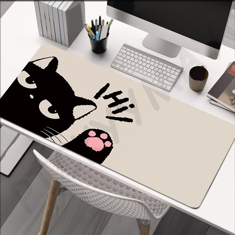 Gamer Mousepad Ink Cat Mouse Pad กันน้ําขนาดใหญ่แผ่นรองเม้าส์ยางธรรมชาติพรมโต๊ะ PC แผ่นรองเม้าส์ออกแบบ Mousepads 100×50 ซม.