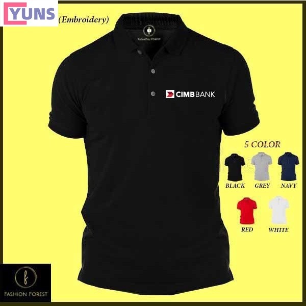 Yuns เสื้อโปโล ปักโลโก้ Sulam แห้งเร็ว ไมโครไฟเบอร์ CIMB 1195