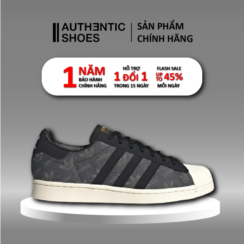 ฟิกเกอร์ | แท้ แท้ | รองเท้าผ้าใบ Adidas Superstar x AtmosDenim Pack สีเทา GW3470