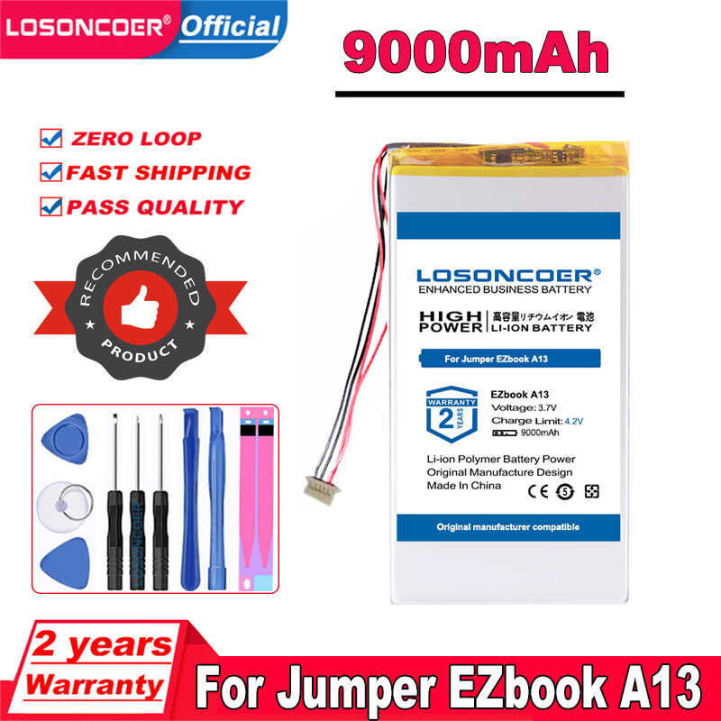 LOSONCORE 6 9000mAh แบตเตอรี่จัมเปอร์ EZbook A13 แท็บเล็ตแล็ปท็อ