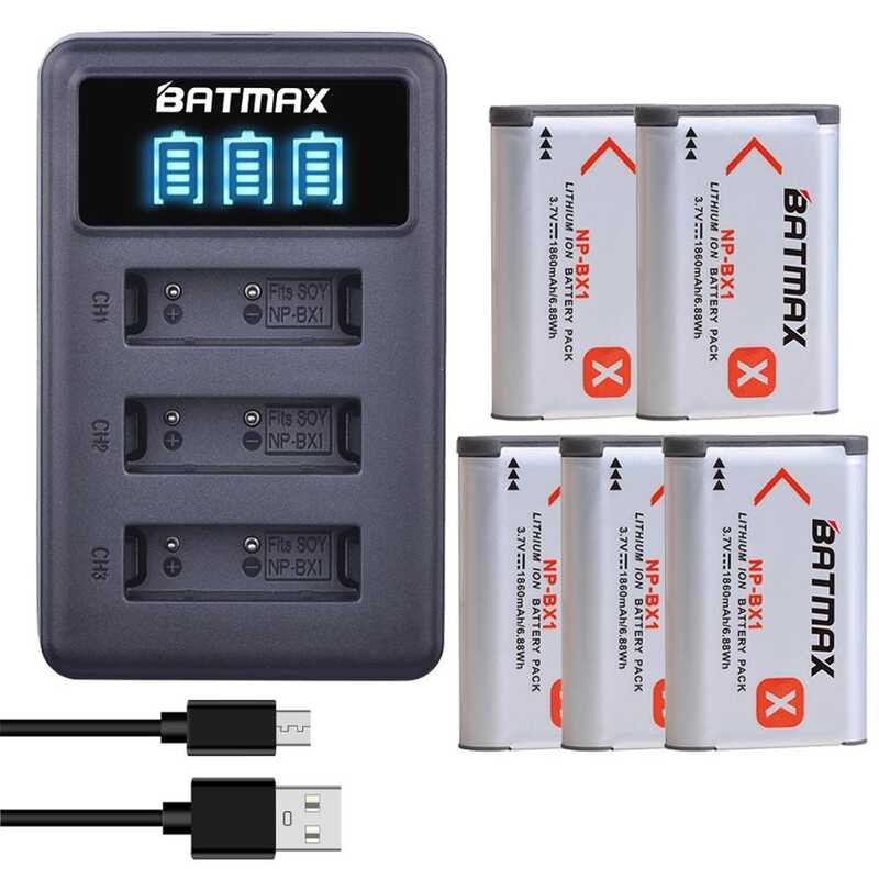 Batmax c 1860mAh NP-BX1 npbx1 Battery+LED 3 Slots Charger for Sony ZV-1F DSC-RX100 M6 M7 M5A M3 W