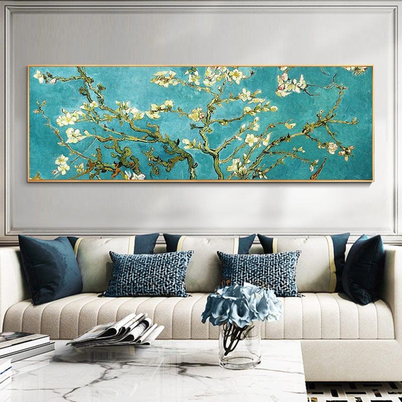 แวนโก๊ะแขวนตกแต่งภาพวาดภาพวาดที่มีชื่อเสียงของโลกเต็มไปด้วยดวงดาวบนท้องฟ้าแม่น้ำโรนห้องนอนห้องนั่งเ - รูปที่ 5