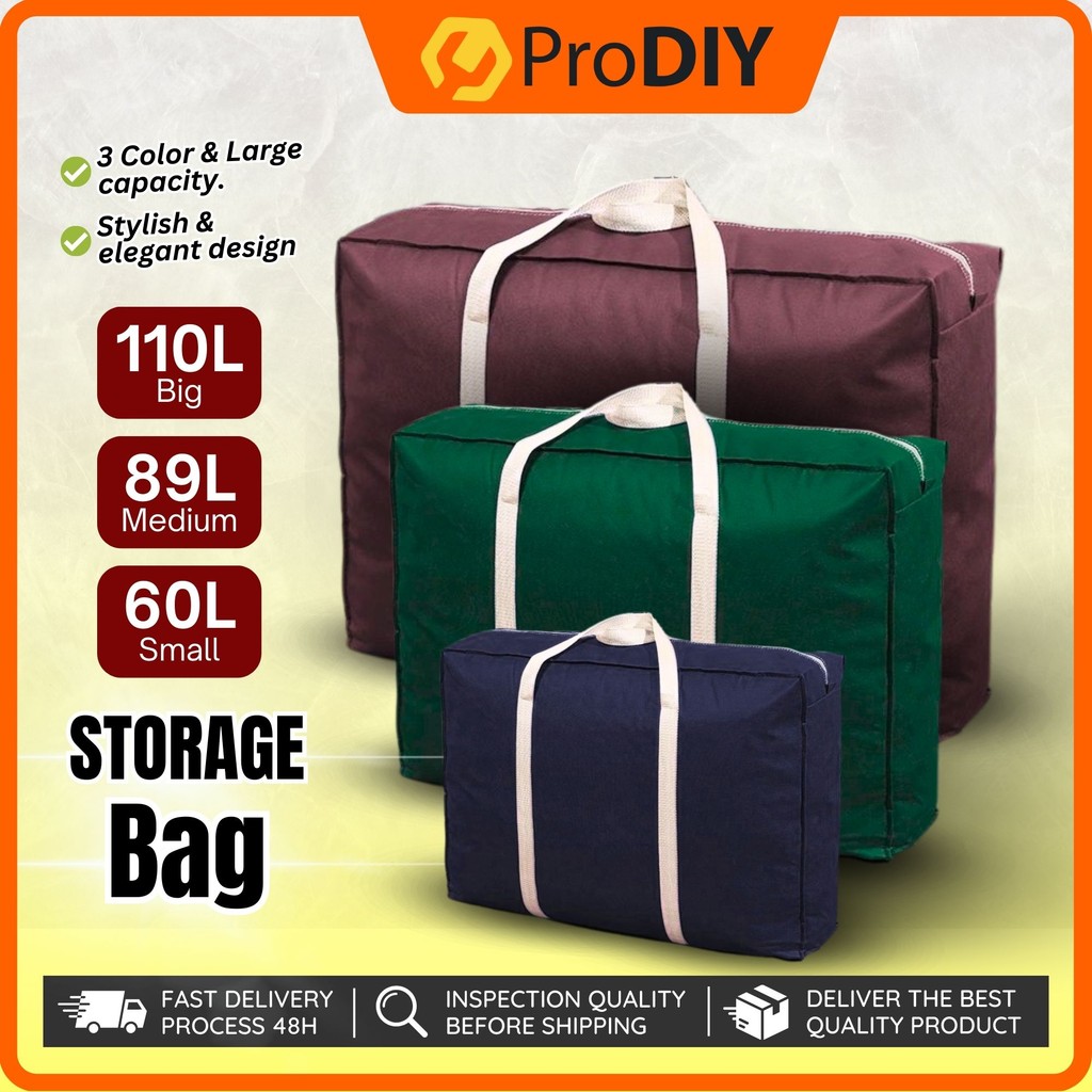 60L 89L 110L FOLDABLE BAG BERZIP SMALL MEDIUM BIG BEG GUNI BESAR BAG PAKAIAN BAG BAJU BESAR