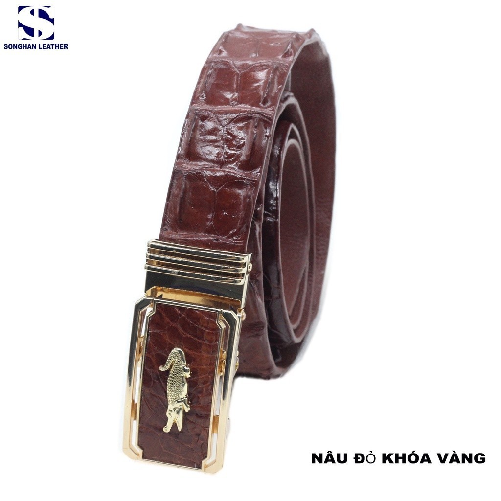 Songhan Leather MB99 เข ็ มขัดหนังจระเข ้ 3.8 ซม . สายสะพายหลังแหลม 12 เดือน