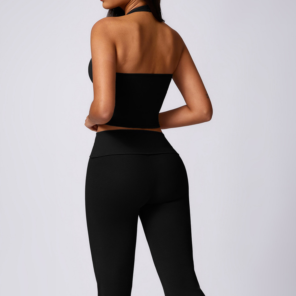 Disko ชุดกีฬาโยคะ สายคล้องคอ เข้ารูป สวยงาม (เสื้อกั๊ก และกางเกง) TZ871301 rtg