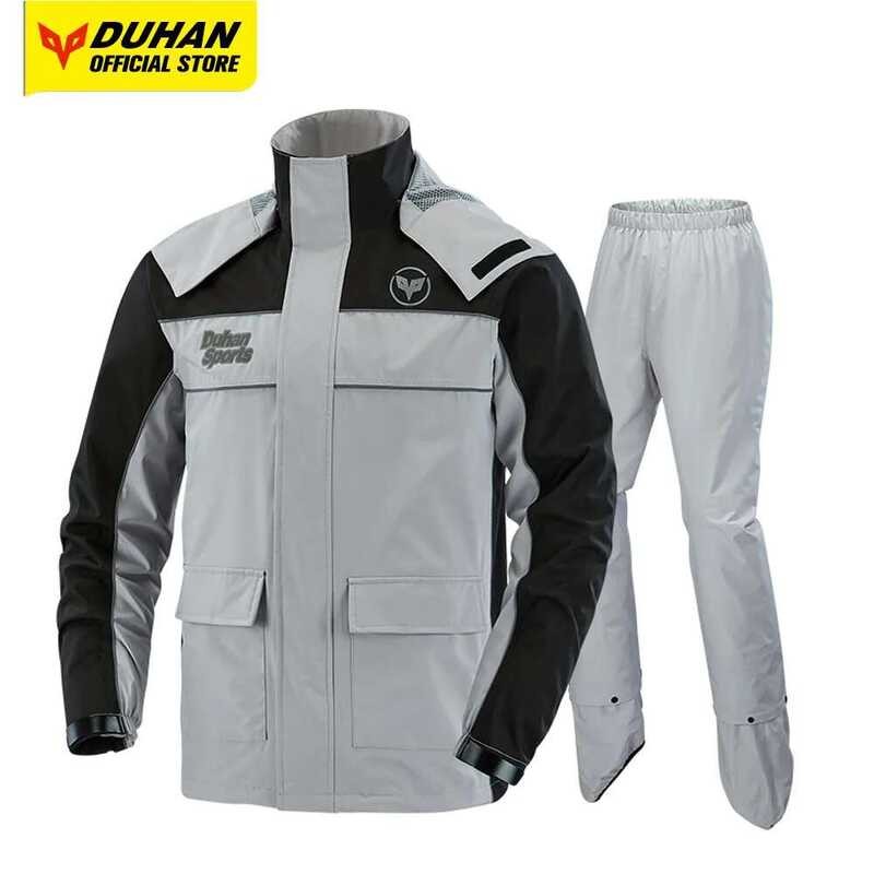 DUHAN ชุดเสื้อกันฝนแบบสะท้อนแสงกันน้ำสำหรับขี่มอเตอร์ไซค์ ชุดกางเกงกันฝนแบบแยกส่วน