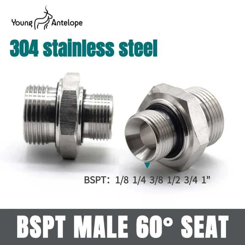 304 ข้อต่อท่อน้ำมันสแตนเลส 1B-2WD เหล็กกล้าคาร์บอน ขนาดนิ้ว เกลียวตัวผู้ BSP อุปกรณ์ไฮดรอลิก ตัวเชื่