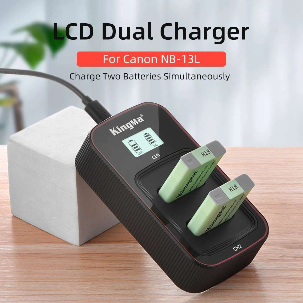 KingMa NB-13L แบตเตอรี่ LCD Dual Charger สําหรับ Canon PowerShot SX740 SX720 SX620HS G1X Mark III G9
