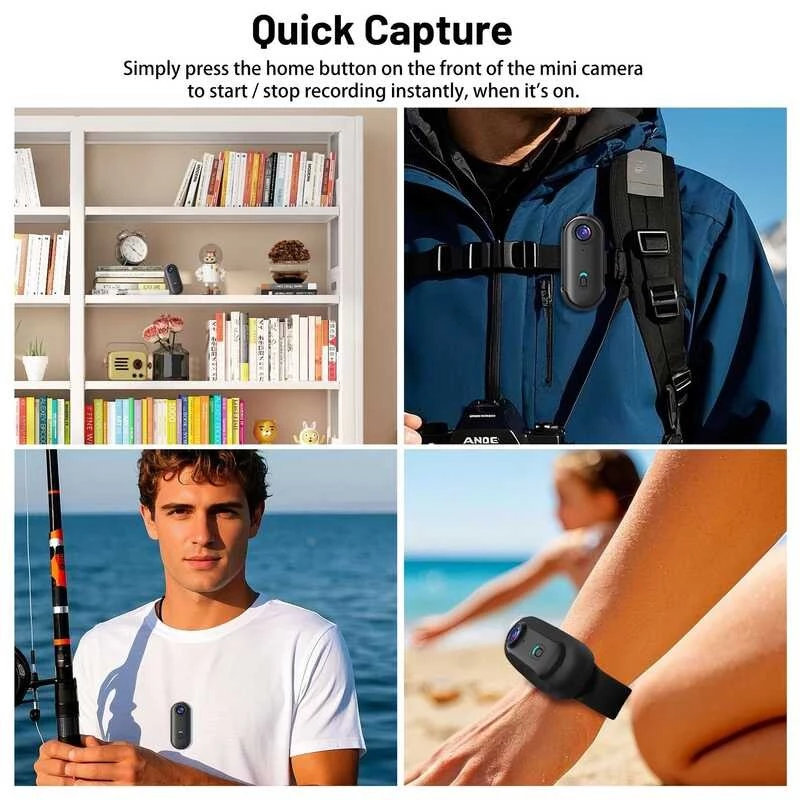 4K กล้องแอคชั่น Mini WIFI 128GB Thumb POV เครื่องบันทึกวิดีโอพกพาพร้อมกล้องกันน้ำ IPX7 ติดหมวกสำหรับ thumbnail 7