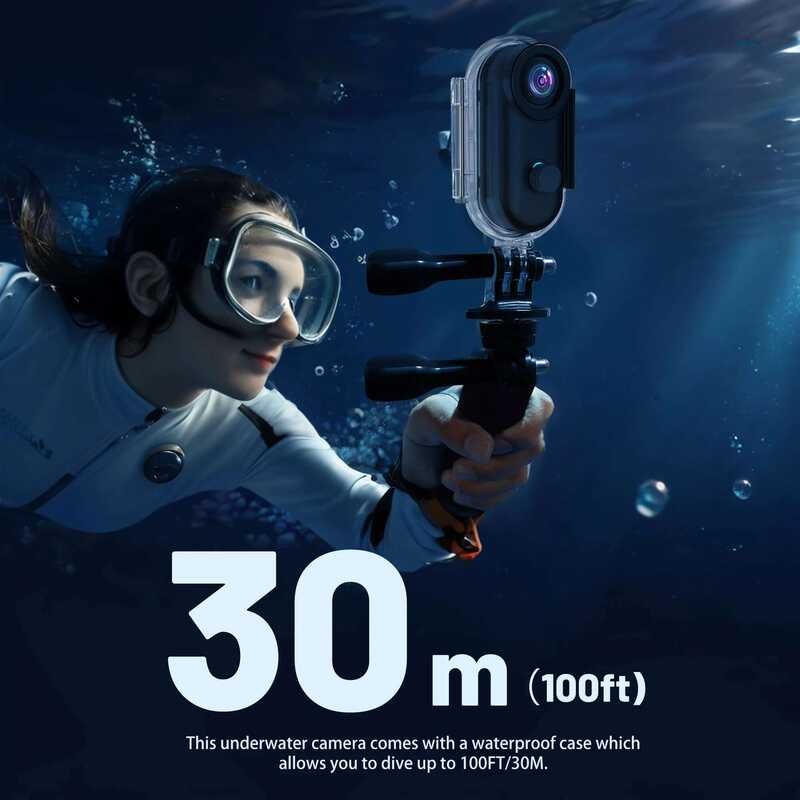 4K กล้องแอคชั่น Mini WIFI 128GB Thumb POV เครื่องบันทึกวิดีโอพกพาพร้อมกล้องกันน้ำ IPX7 ติดหมวกสำหรับ thumbnail 5