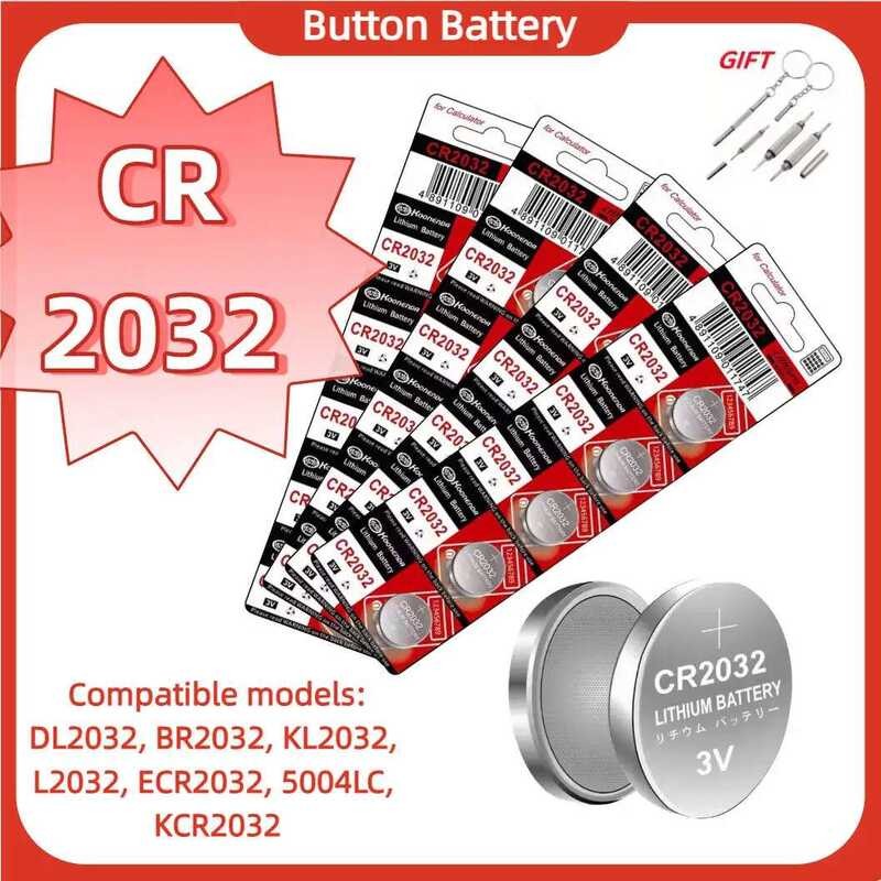 แบตเตอรี่เซลล์แบบเหรียญอัลคาไลน์ CR2032 2-100 ชิ้น DL2032 BR2032 KL2032 3V สำหรับนาฬิกาและของเล่น