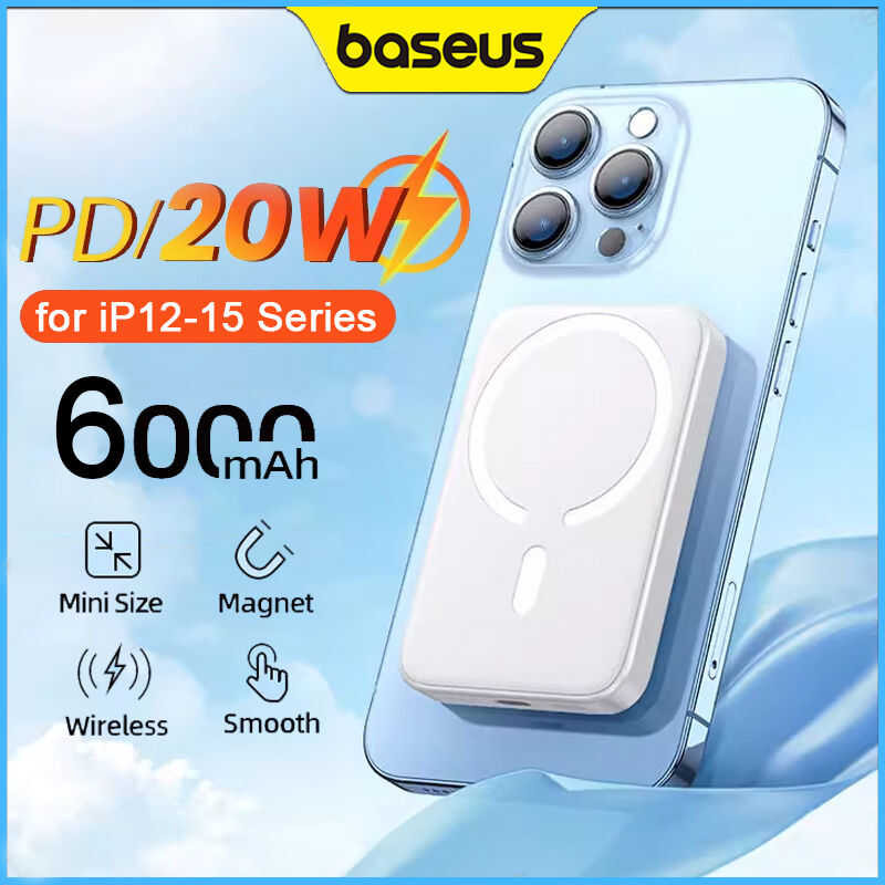 ❤ Baseus Eternal Battery 6000Mah Masafe Power Bank Wireless Charger Powerbank 20W Mini Portable