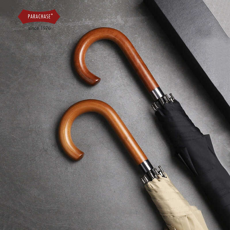 ❤ New Arrival Japanese Brand Long 8K Windproof Wooden Handle Large Men Umbrellas Rain Quality C