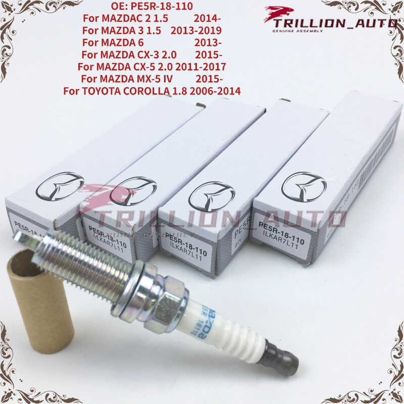 หัวเทียนอิริเดียม สําหรับ MAZDA 2 3 6 CX-3 CX-5 MX-5 TOYOTA COROLLA PE5R-18-110 4 ชิ้น