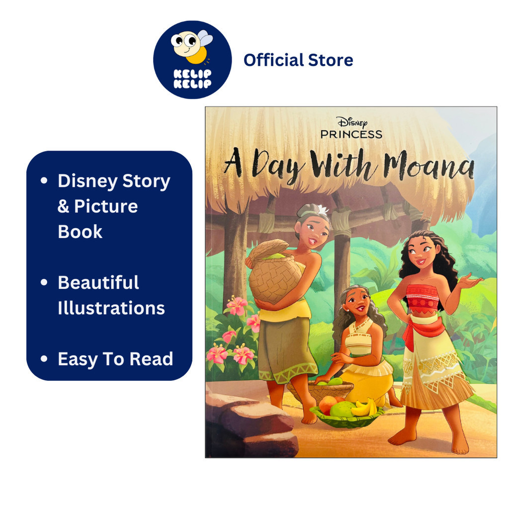 Disney Princess A Day With Moana Picture Story Book สําหรับเด็กอ่านง่ายด้วยภาพประกอบ