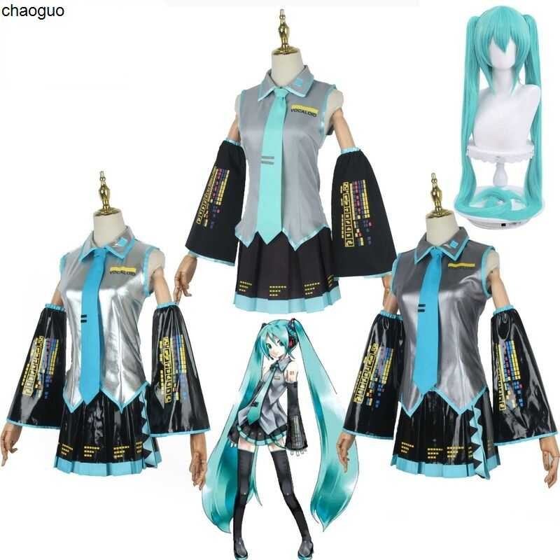Vocaloid Miku Cosplay Wig Costume Japan Midi Dress Future Miku Cosplay Female Halloween Women Men C