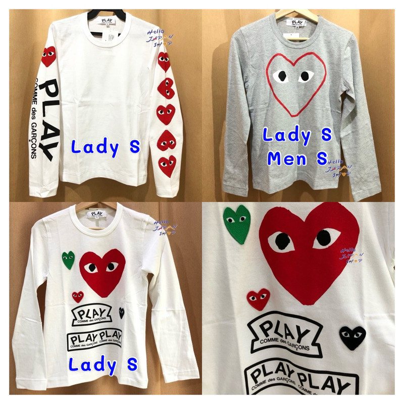 ♞,♘พร้อมส่งค่ะ Play Comme des garcons เสื้อกอม ของแท้% ช็อปญี่ปุ่น  เสื้อยืด แขนยาว POP