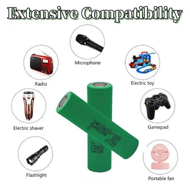 3.7V 9Be 2500Mah 25R แบตเตอรี่แบบชาร์จไฟได้พร้อมที่ชาร์จ US