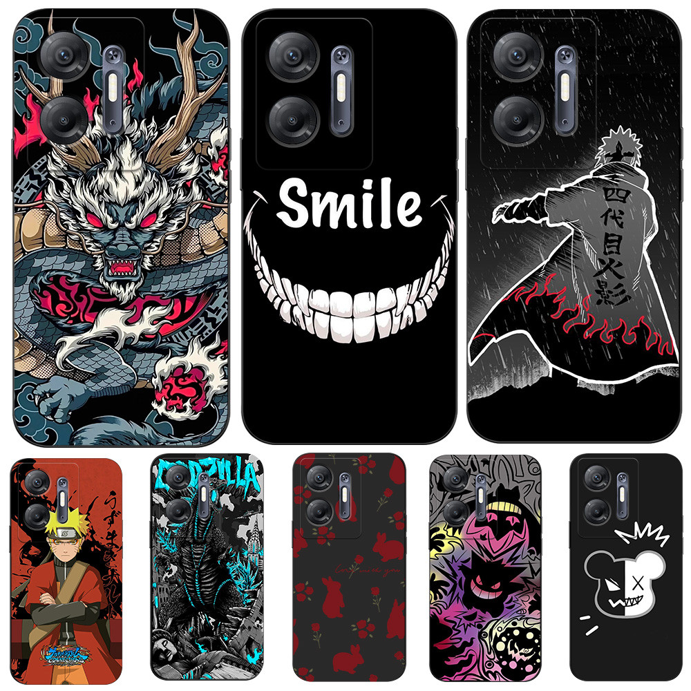 เคสสําหรับ infinix HOT 30 5G (X6832) Silicon Phone Back Cover เคส tpu สีดํา Smiley