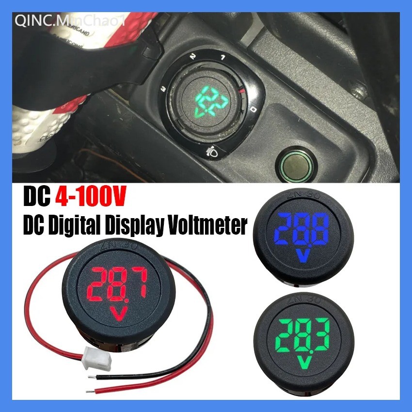 aaa DC 4-100 โวลต์รอบ LED ดิจิตอลจอแสดงผลสองสายโวลต์มิเตอร์อัตโนมัติ DC ดิจิตอลโวลต์มิเตอร์รถโวลต์ม